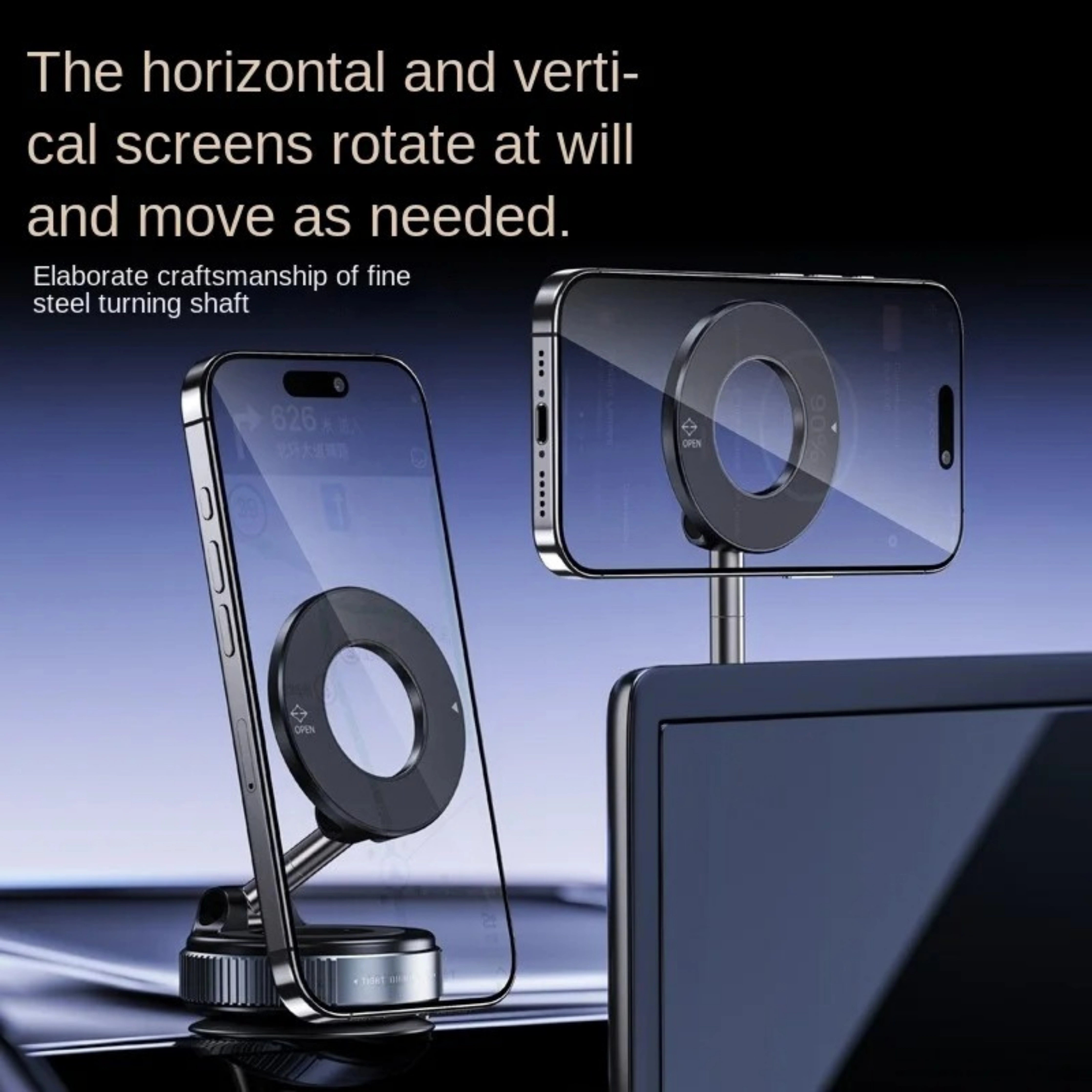 Vacuum Phone Holder – 360° Magnetic Car Mount with Suction Cup