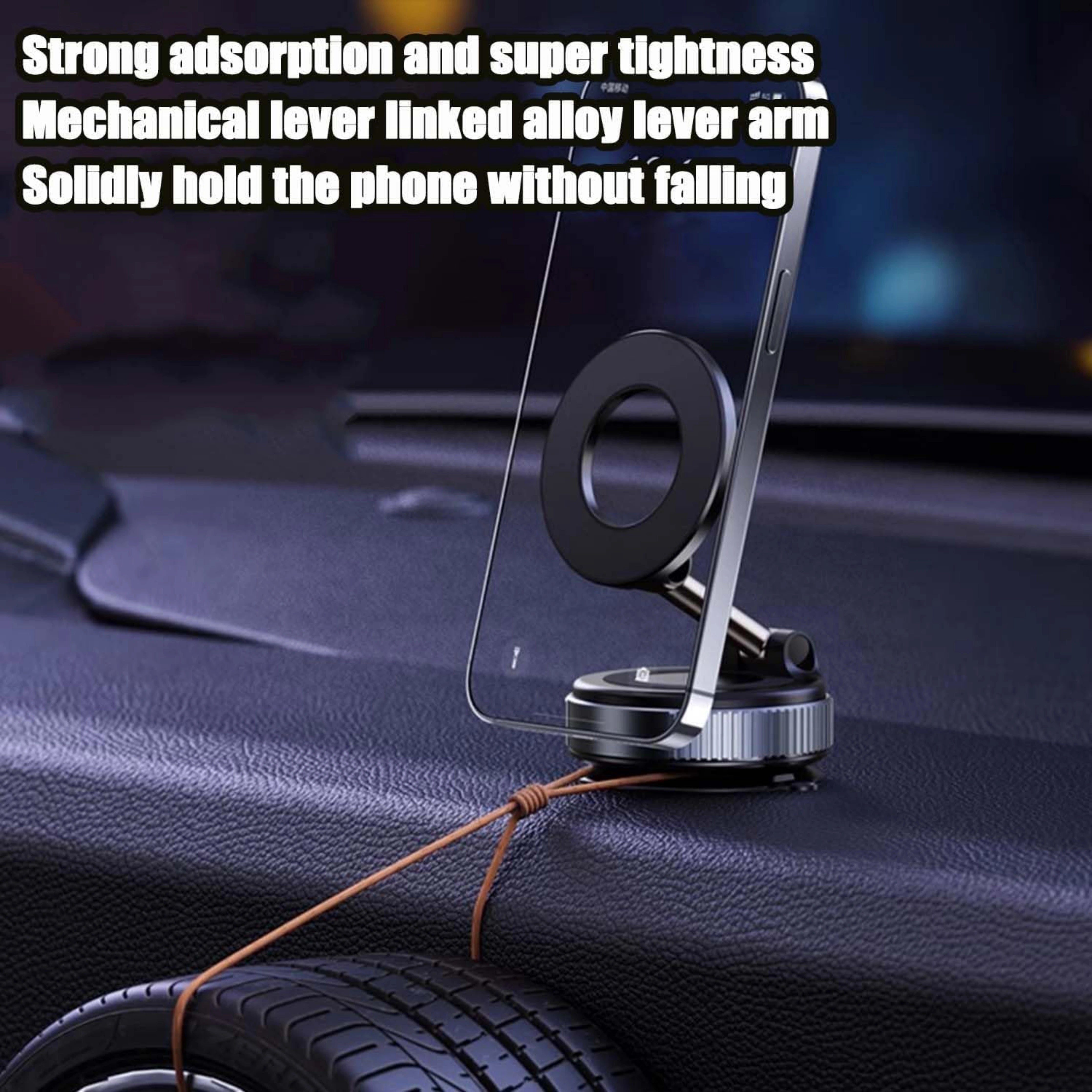 Vacuum Phone Holder – 360° Magnetic Car Mount with Suction Cup