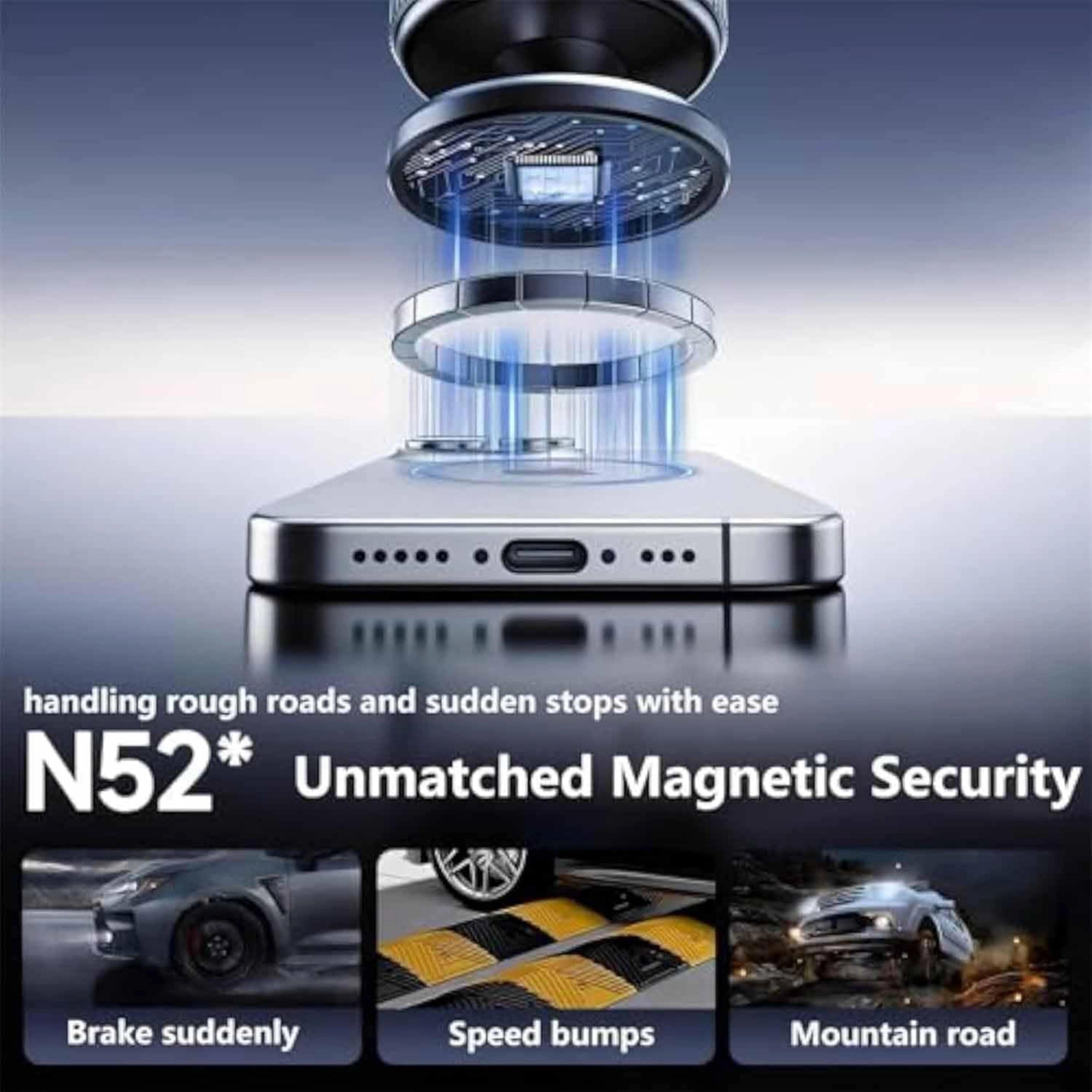 Vacuum Phone Holder – 360° Magnetic Car Mount with Suction Cup