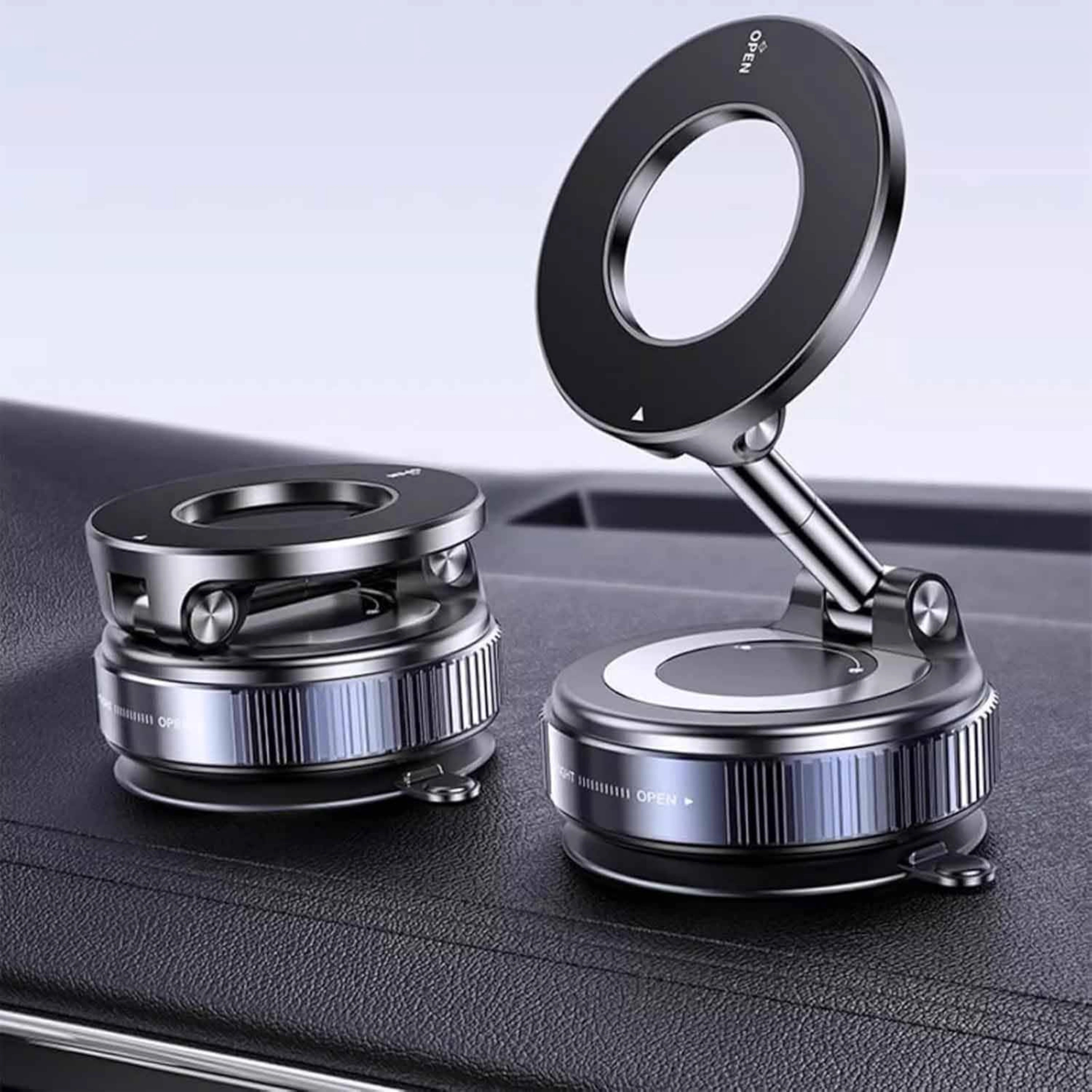 Vacuum Phone Holder – 360° Magnetic Car Mount with Suction Cup