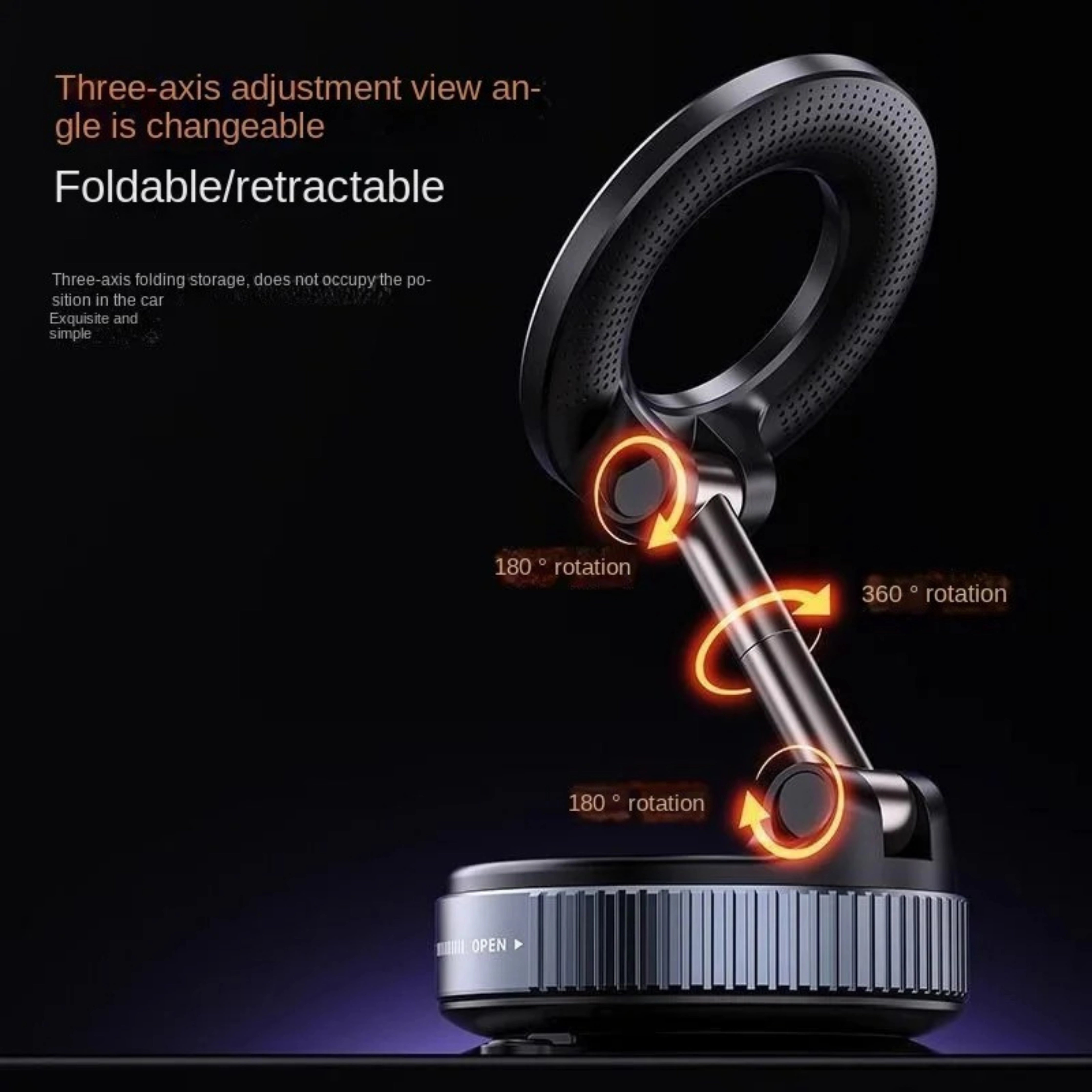 Vacuum Phone Holder – 360° Magnetic Car Mount with Suction Cup