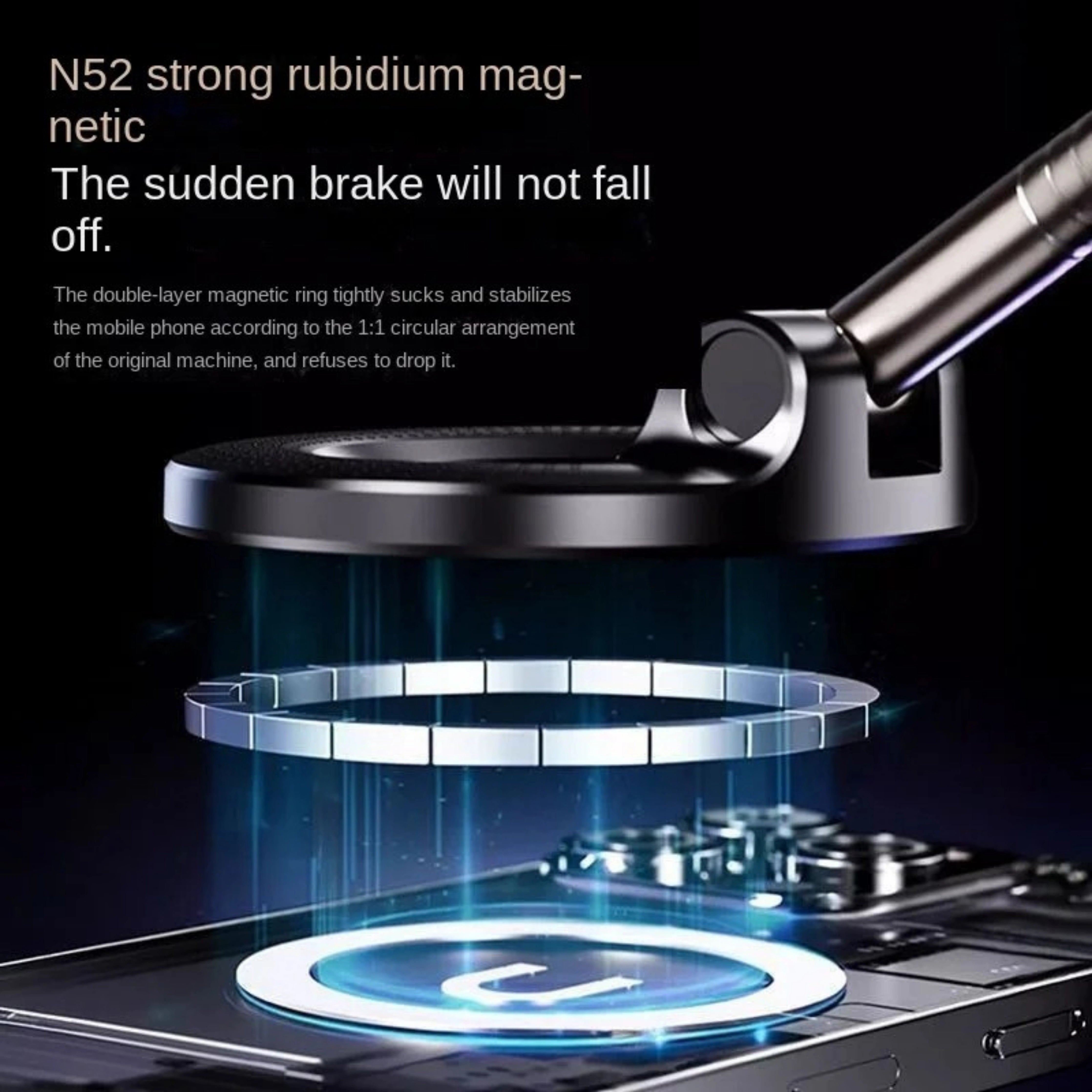 Vacuum Phone Holder – 360° Magnetic Car Mount with Suction Cup