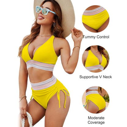 Upgrade Your Beach Look – Solid Color High Waist Bikini for Style and Comfort